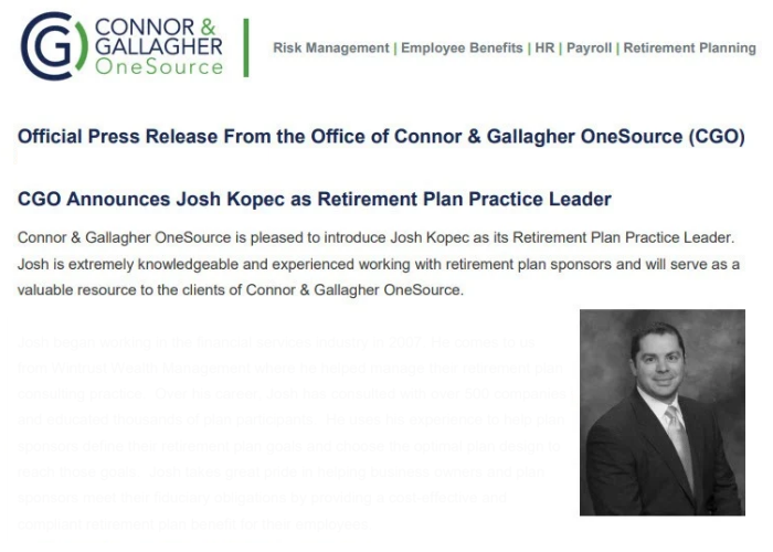 401k Practice Press Release
